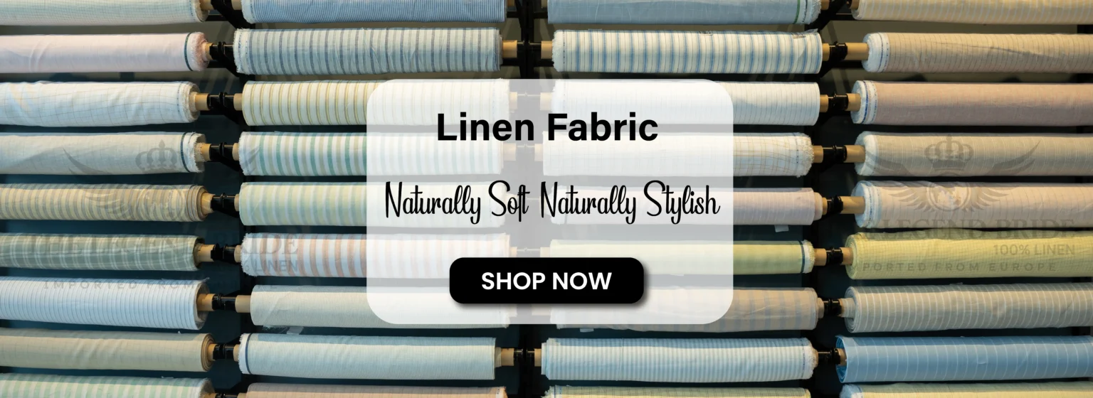 Striped and checked linen fabric rolls
