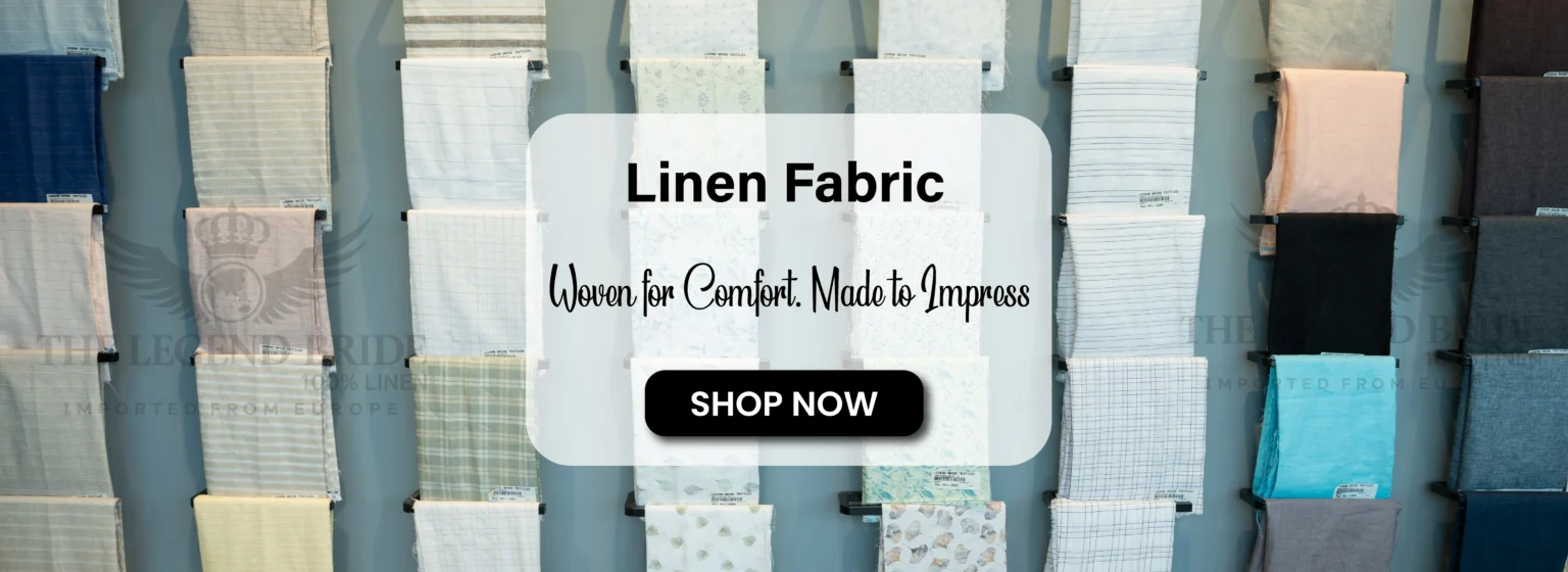 Linen fabric display wall in the store
