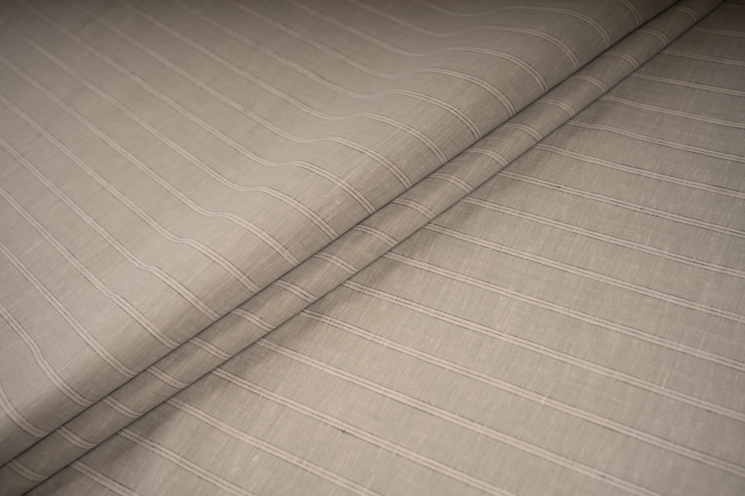 Striped Linen – Beige Pinstripe linen fabric