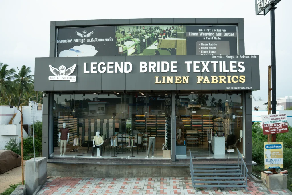 Legend Bride Textiles linen weaving mill outlet in Tamil Nadu